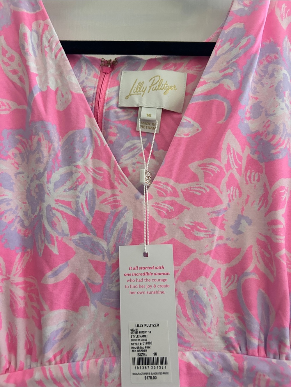 Lilly Pulitzer Pink, White and Lavender Floral V-Neck Midi Dress - Picture 2 of 3